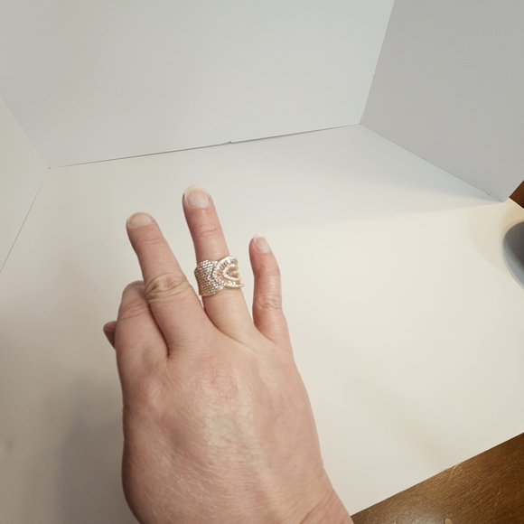 Elegant 18k Rose Gold over Sterling Silver Ring with 4.02ctw White and Pink SZ 7 - Picture 8 of 8